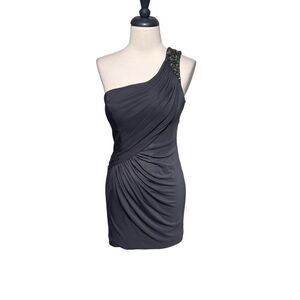 La Femme One Shoulder Embellished Party Dress, Semi Formal Mini Dress Size 2
